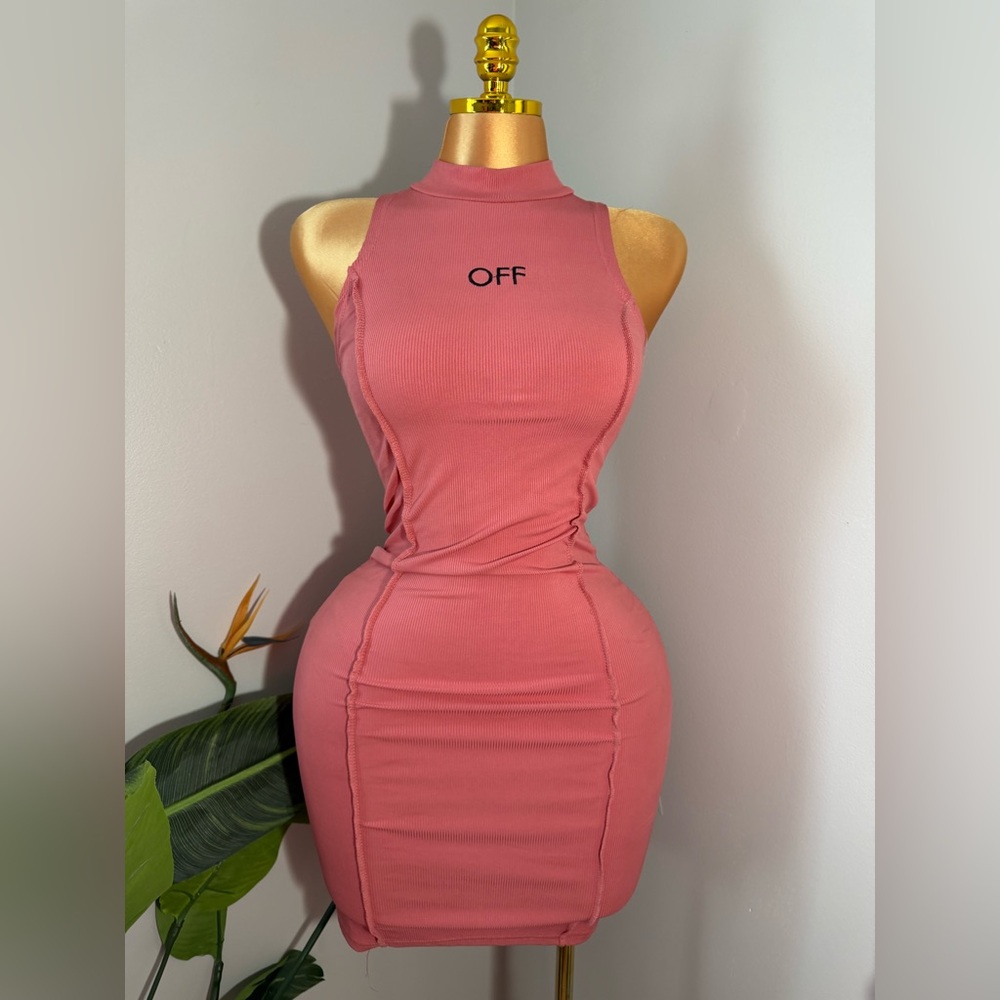 -Mock Neck Mini Dress in Dusty Rose